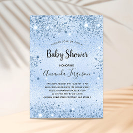Baby Dusche blauer Junge Glitzern Luxus Einladung