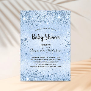 Baby Dusche blauer Junge Glitzern Luxus Einladung