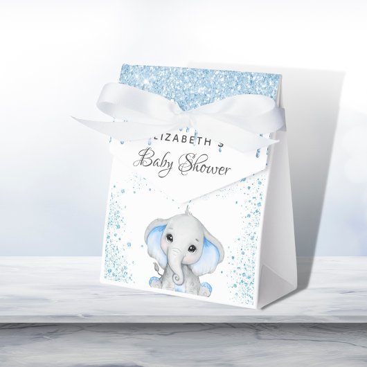 Baby Dusche blauer Junge niedlicher Elefant Geschenkschachtel