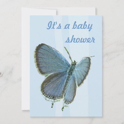 Baby Dusche Blauer Schmetterling Einladung (Vorderseite)