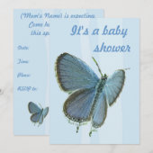 Baby Dusche Blauer Schmetterling Einladung (Vorne/Hinten)