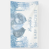 Baby Dusche blauer Silberballon Glitzer Junge Banner (Vertikal)