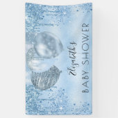 Baby Dusche blauer Silberballon Glitzer Junge Banner (Vertikal)
