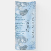 Baby Dusche blauer Silberballon Glitzer Junge Banner (Vertikal)