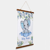 Baby Dusche Blue Boy Elephant-Zeichen Wandteppich Mit Holzrahmen (Gewinkelt)