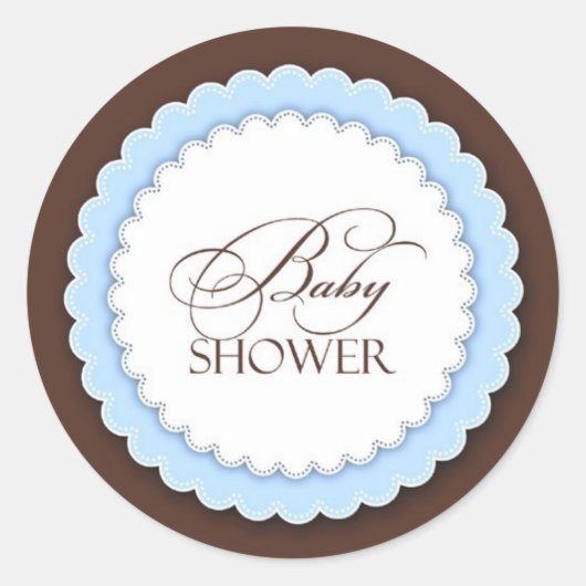 Baby Dusche Blue Brown Runder Aufkleber (Vorderseite)