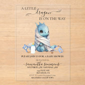 Baby Dusche Blue Dragon Watercolor Acryleinladungen (Vorderseite)