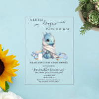 Baby Dusche Blue Dragon Watercolor