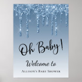 Baby Dusche Blue Glitzer Empfang Poster (Vorne)