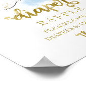Baby Dusche Blue Gold Diaper Raffle Game Sign Poster (Ecke)