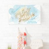 Baby Dusche Blue Gold Wasserfarbenbanner Banner (Insitu)