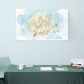 Baby Dusche Blue Gold Wasserfarbenbanner Banner (Messeveranstaltung)
