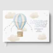 Baby Dusche Blue Heißluftballon Abenteuer erwartet Gästebuch (Vorderseite)