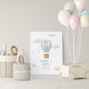 Baby Dusche Blue Heißluftballon Abenteuer erwartet Poster
