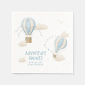 Baby Dusche Blue Heißluftballon Abenteuer erwartet Serviette (Vorderseite)