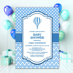 Baby Dusche Blue Hot Air Ballon Einladung