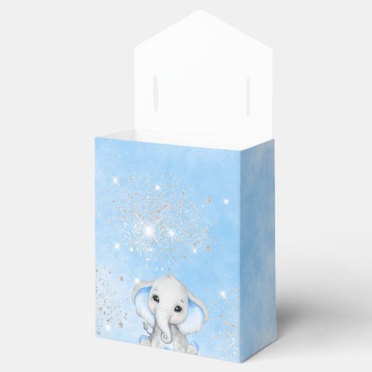 Baby Dusche Blue Junge niedlicher Elefant Glitzer Geschenkschachtel (Geöffnet)