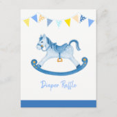 Baby Dusche Blue Rocking Pferd Windpreisraffinerie Begleitkarte (Vorderseite)