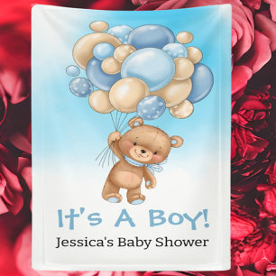 Baby Dusche Blue Teddy It A Boy Banner