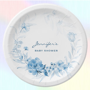 Baby Dusche Blume 7-in Charming Blue Florals Pappteller