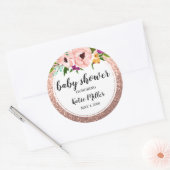 Baby Dusche Blume Crown Glitzer Rosa Rose Gold Runder Aufkleber (Umschlag)