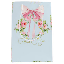 Baby Dusche Blumenmuster Wappen Regency Bow Blue Mittlere Geschenktüte