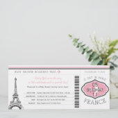 Baby Dusche Boarding Pass auf Paris Einladung (Stehend Vorderseite)