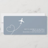 Baby Dusche Boarding Pass Flugzeug Dusty Blue Tick (Rückseite)