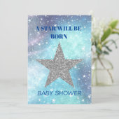 Baby Dusche Boy Blue Modern Star ist Geboren Einladung (Stehend Vorderseite)