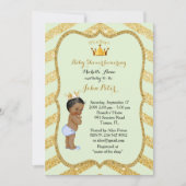 Baby Dusche BOY, goldfarben Zickzack, Minze & Gold Einladung (Vorderseite)