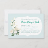 Baby Dusche Bringen Sie ein Buch Blue und Rose Einladung (Vorderseite)