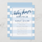 Baby Dusche Brunch Einladung Streifen Boy (Vorne/Hinten)