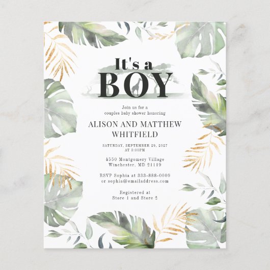 Baby Dusche Budget Jungle Safari Giraffe Botanisch (Vorderseite)