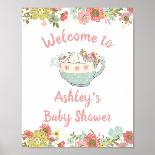 Baby Dusche Bunny Willkommensschild Poster (Vorne)