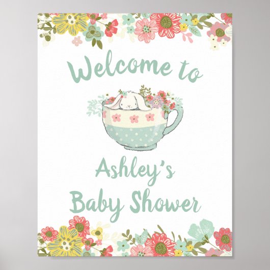 Baby Dusche Bunny Willkommensschild Poster (Vorne)