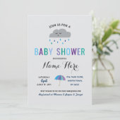 Baby Dusche Cloud Sprinkle Regen Niedlich Regensch Einladung (Stehend Vorderseite)