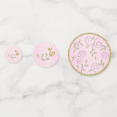 Baby Dusche Confetti Gold Pink Birds Konfetti (Vorderseiten)