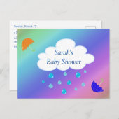 Baby Dusche Custom mit Cloud Umbrellas Regenbogen Postkarte (Vorne/Hinten)