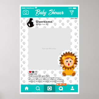 Baby Dusche Custom Selfie Frame Leoncito Poster