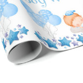 Baby Dusche Custom Text Boy Blue Balloons Geschenk Geschenkpapier (Rolleneckpunkt)