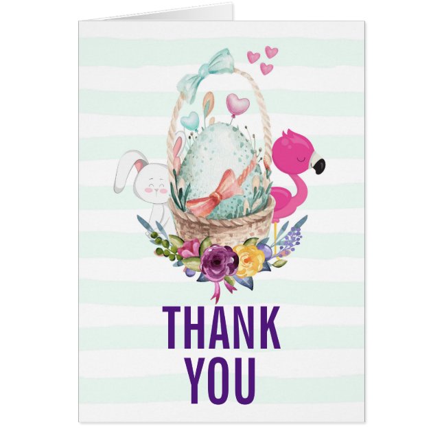 Baby Dusche dank Nesting Egg w/ Flamingo & Bunny (Vorne)