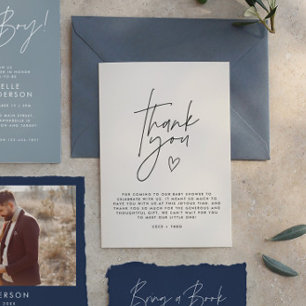 Baby Dusche Dank schwarz creme elegant modern Einladung