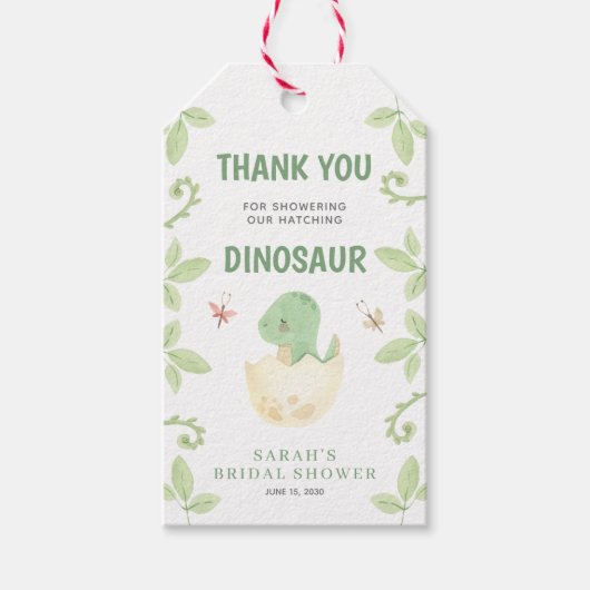 Baby Dusche Danke Gender Neutral Dinosaurier Geschenkanhänger (Vorderseite)