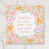 Baby Dusche Danke Pink Roses Wasserfarbe Blüte Geschenkanhänger (Vorderseite)