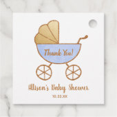 Baby Dusche Danke Retro Boy Blue Carriage Geschenkanhänger (Rückseite)