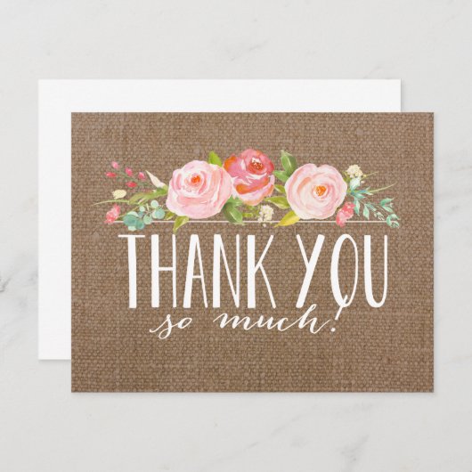 Baby-Dusche der Rosen-Fahnen-Leinwand-| danken Dankeskarte (Vorne/Hinten)