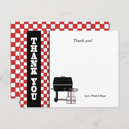 Baby-Dusche des Baby-Q danken Ihnen, GRILLEN zu Dankeskarte (Vorne/Hinten)