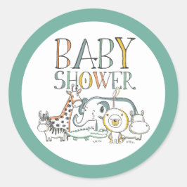 Baby Dusche Doodle Safari Runder Aufkleber
