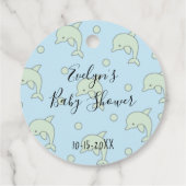 Baby Dusche Dophin Green Blue Geschenkanhänger (Rückseite)