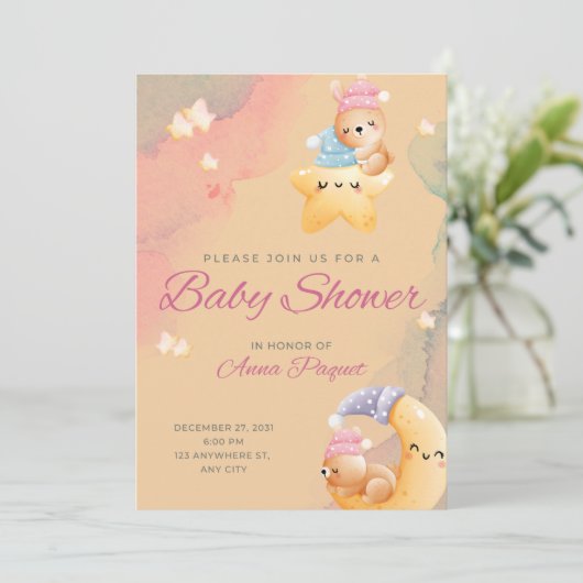 Baby-Dusche Einladung (Stehend Vorderseite)